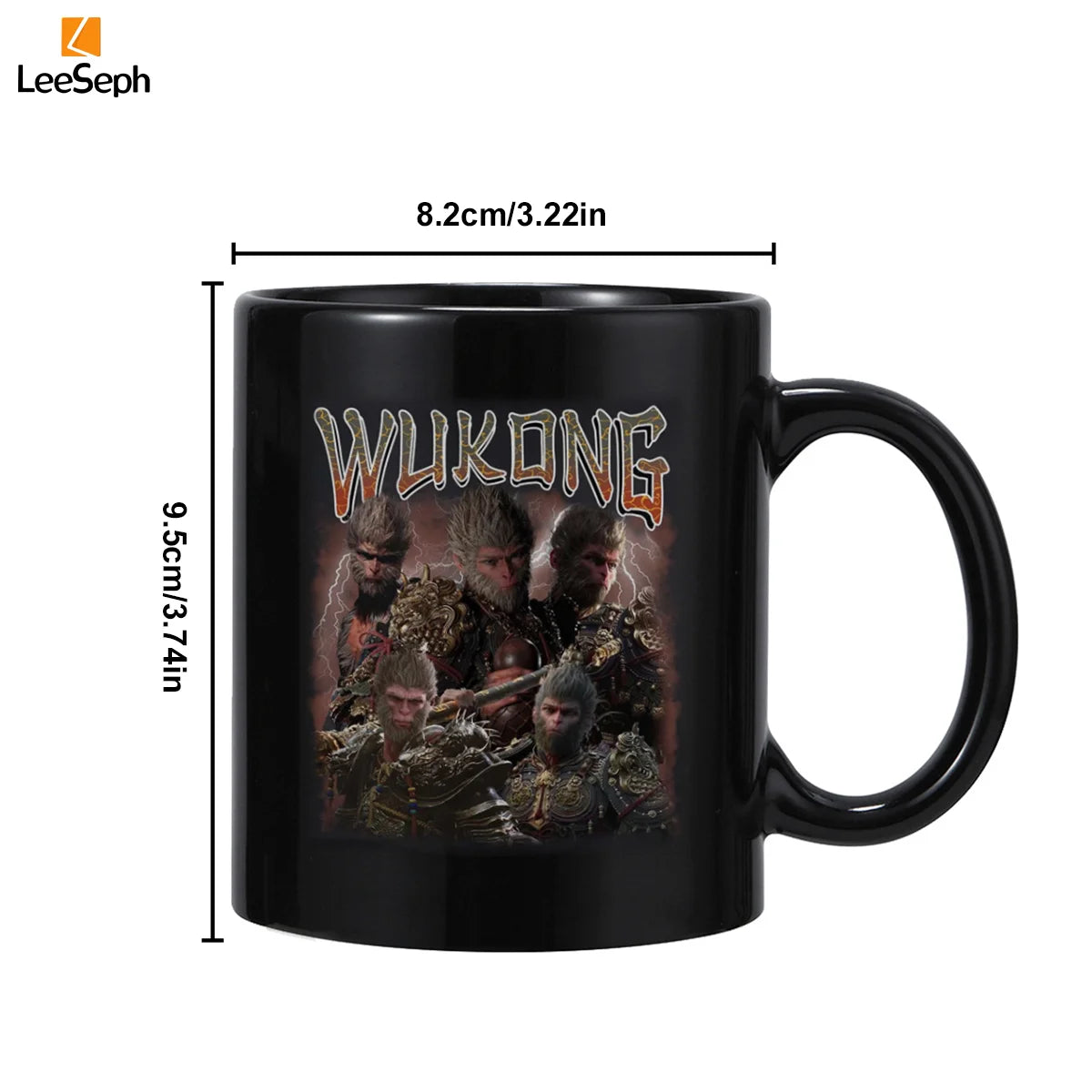 Black Myth: Wukong Ceramic Mug – Focused Warrior Portrait Edition (Black)