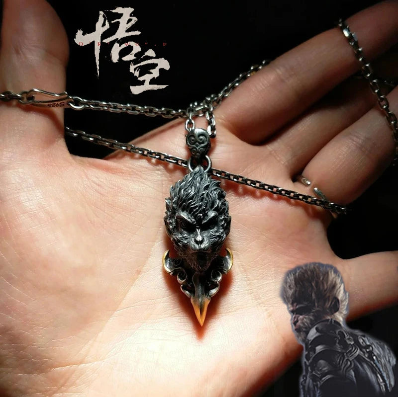 Sun Wukong Head Pendant Necklace Black Myth Wukong