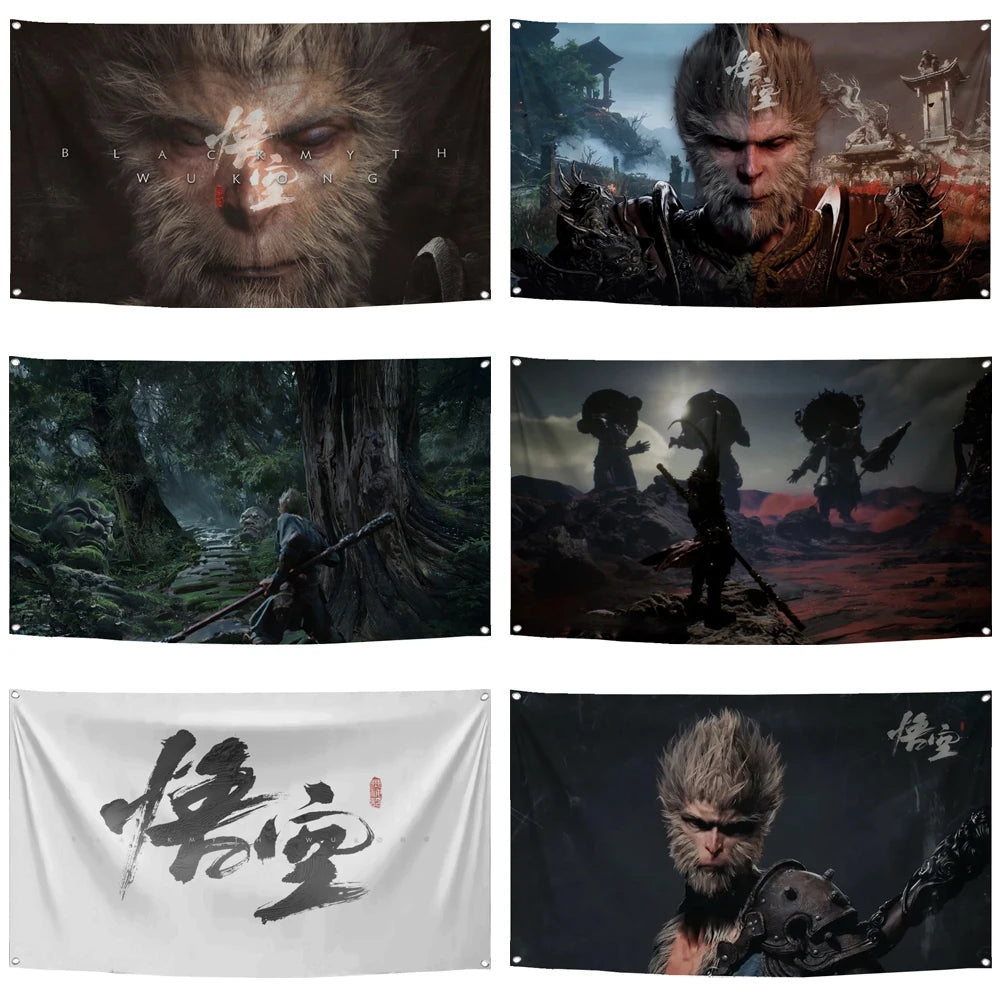 Tapiz monocromático de Sun Wukong - Mito negro: Wukong
