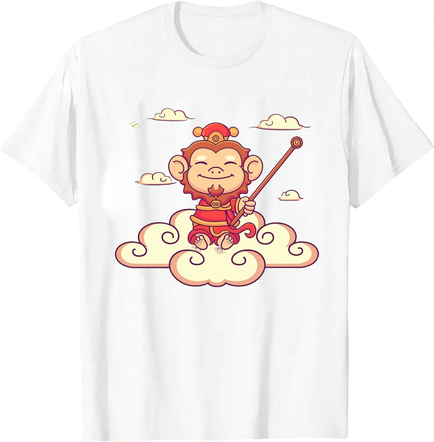 Black Myth: Wukong – Cute Sun Wukong Cloud Rider White T-Shirt