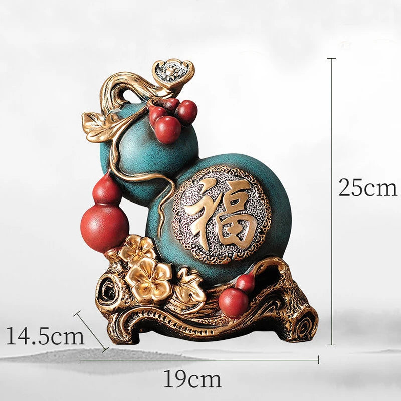 Black Myth Wukong Fortune Gourd Statue with Chinese Fu Symbol