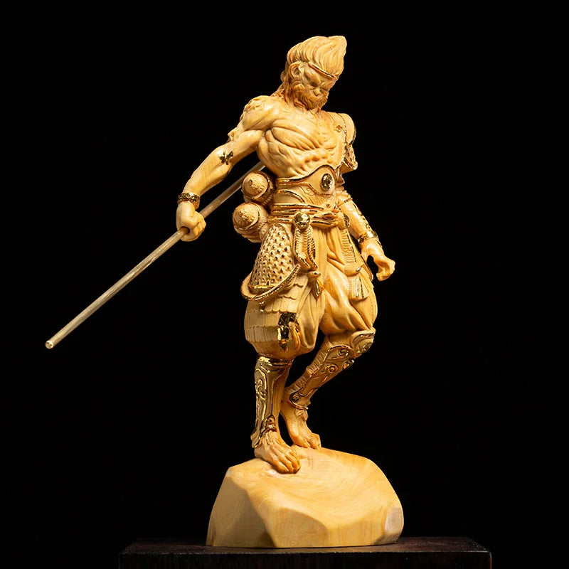 Hand-Carved Wooden Black Myth Sun Wukong Figure