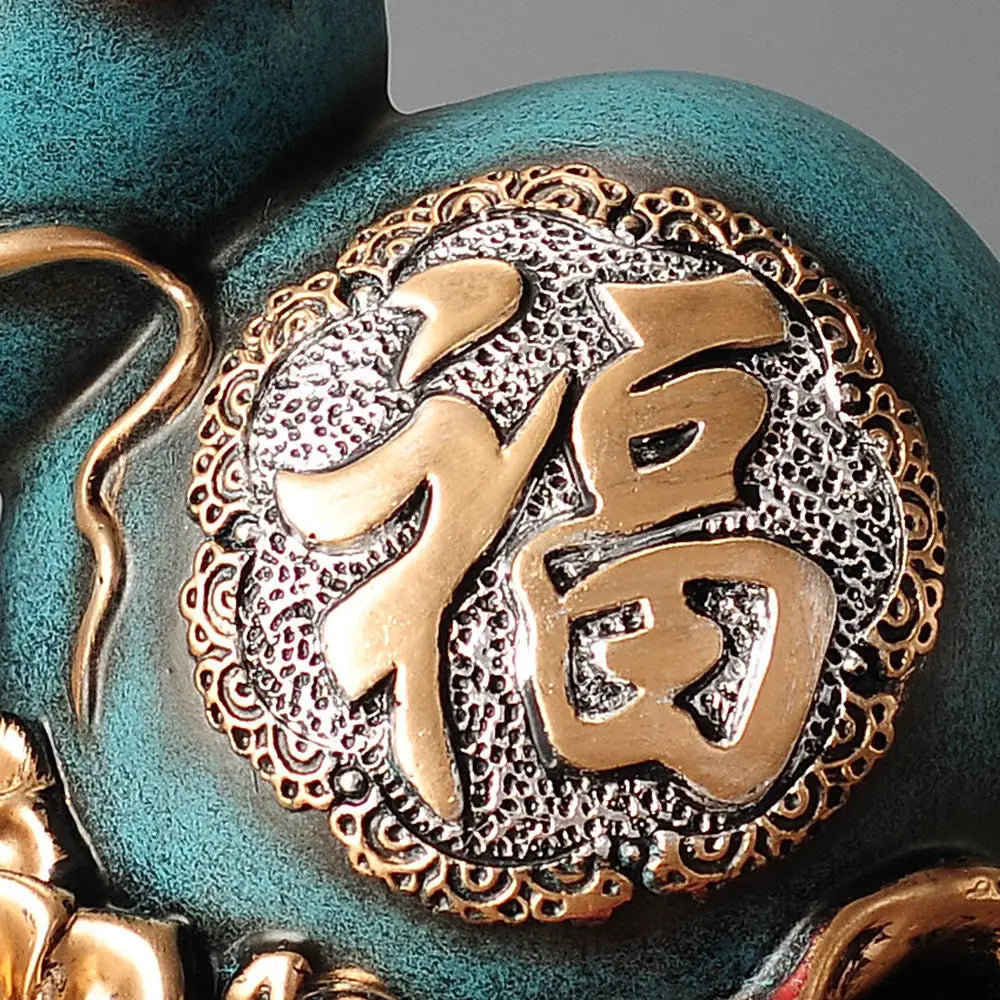 Black Myth Wukong Fortune Gourd Statue with Chinese Fu Symbol