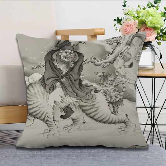 Black Myth Zhong Kui Cushion – Traditional Ink