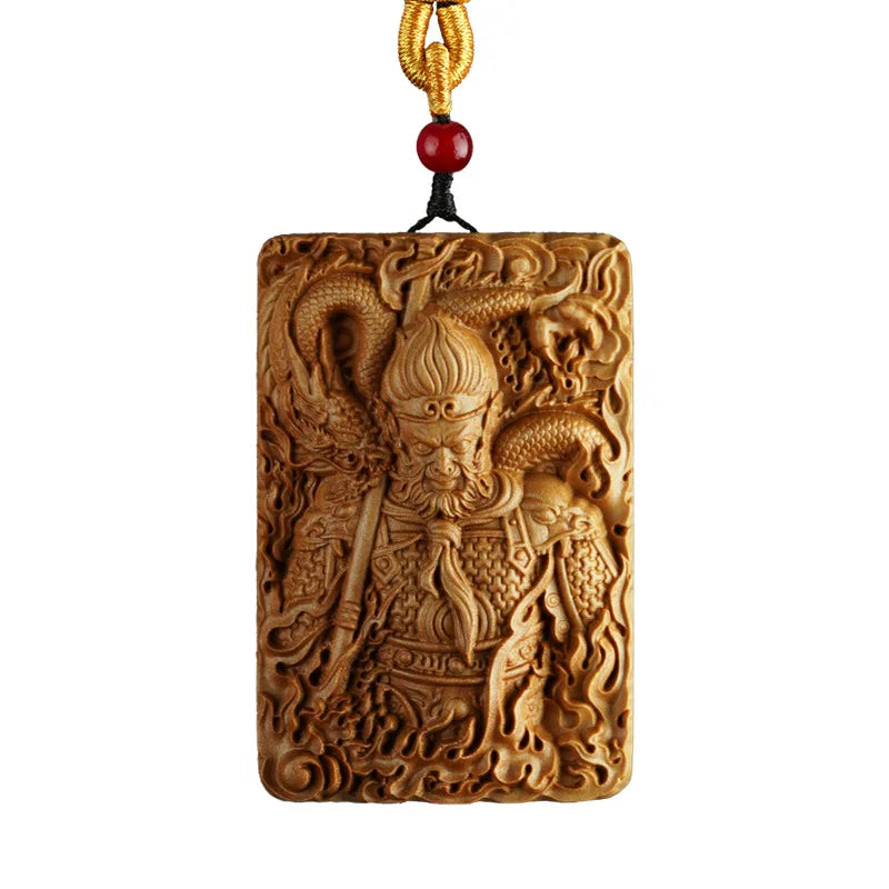 Majestic Carved Wood Pendant - Black Myth Wukong