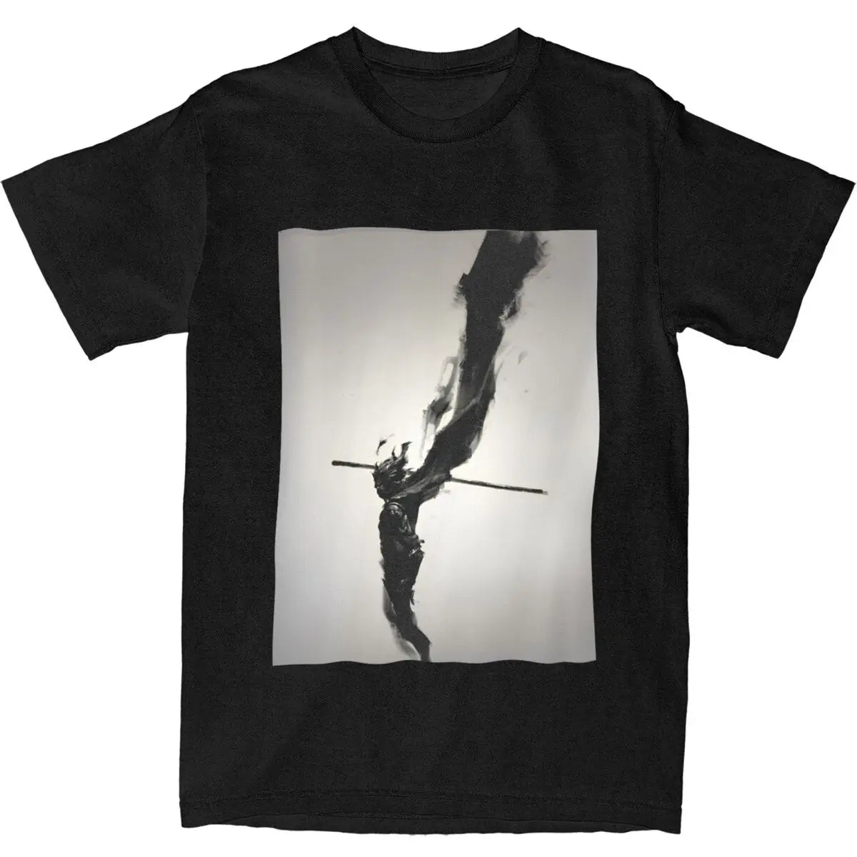 Monochrome Warrior Leap T-Shirt Black - Black Myth Wukong