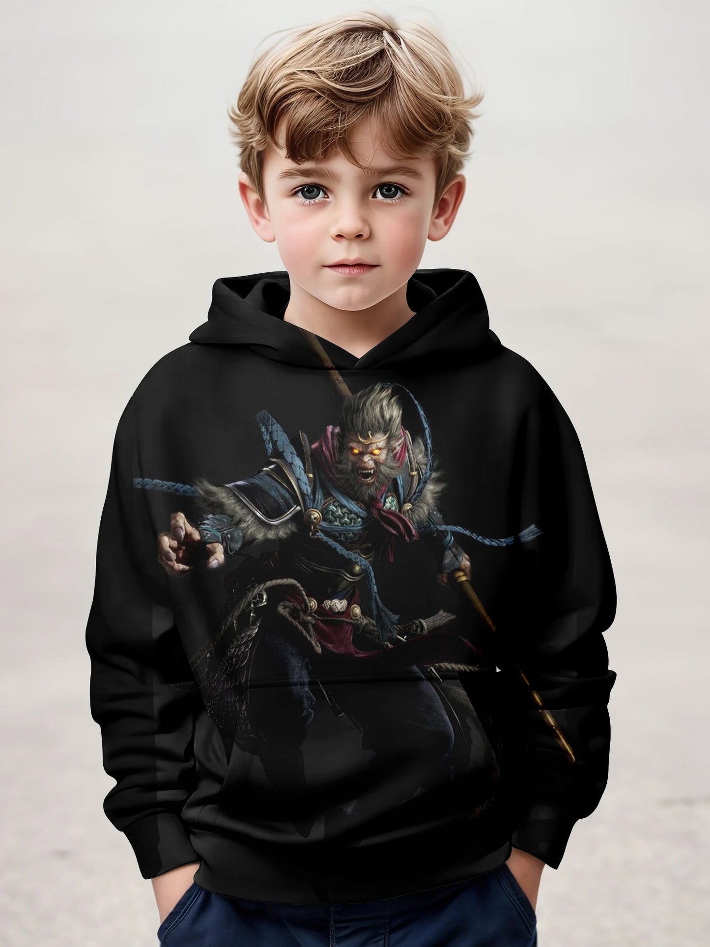 Kids' Black Myth Wukong Hoodie - Heroic Stance