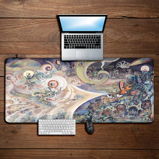 Black Myth Wukong Chinese Dragon Battle XXL Gaming Mouse Pad Desk Mat