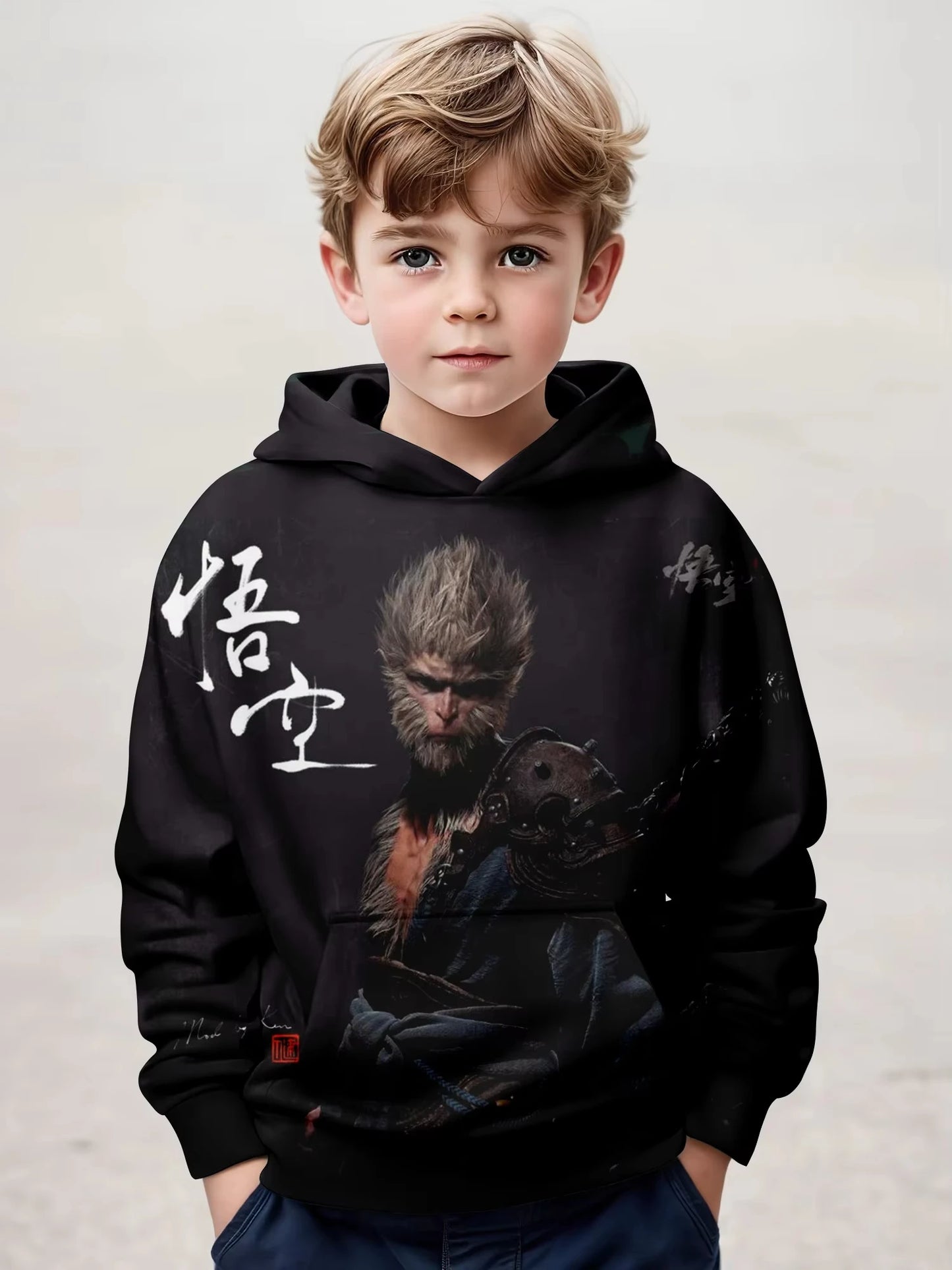 Kids' Black Myth Wukong Hoodie - Legendary Warrior