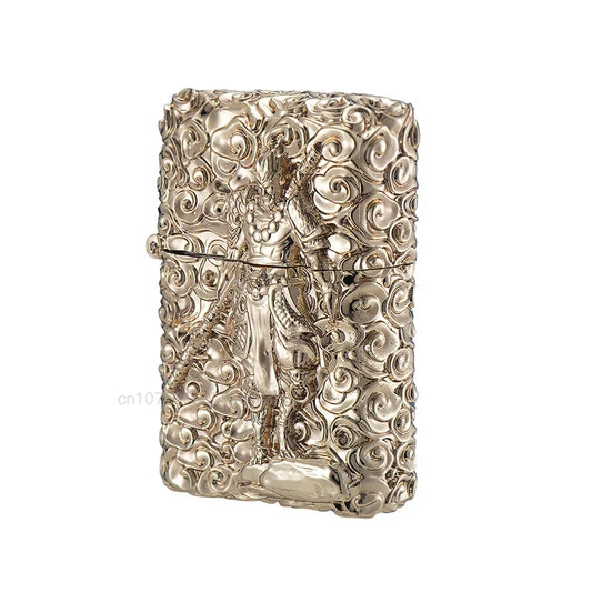 Black Myth Wukong Gold Metal Kerosene Lighter with Sun Wukong Relief