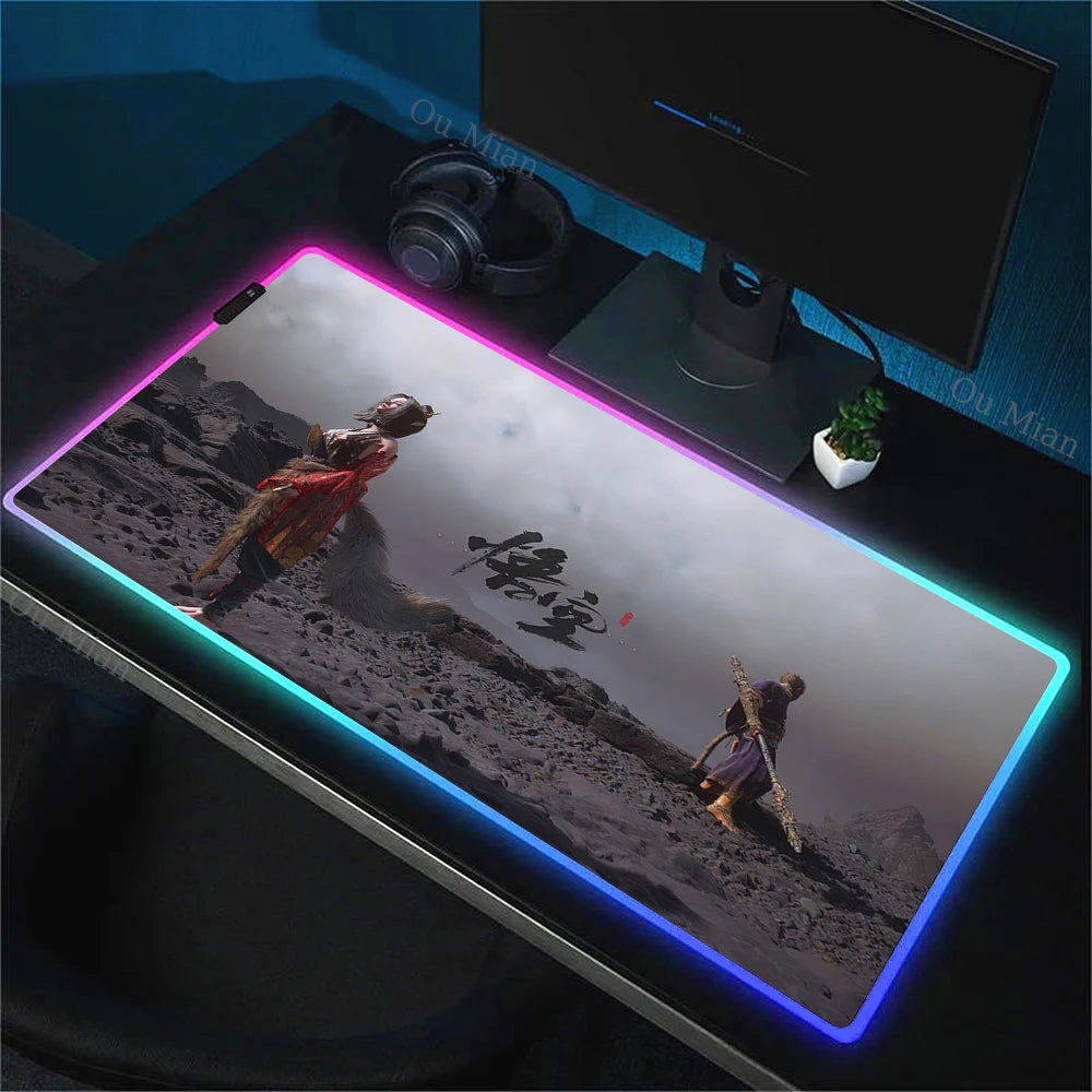 Black Myth: Wukong RGB Gaming Mouse Pad – Dark Battlefield Edition E-Sports Desk Mat