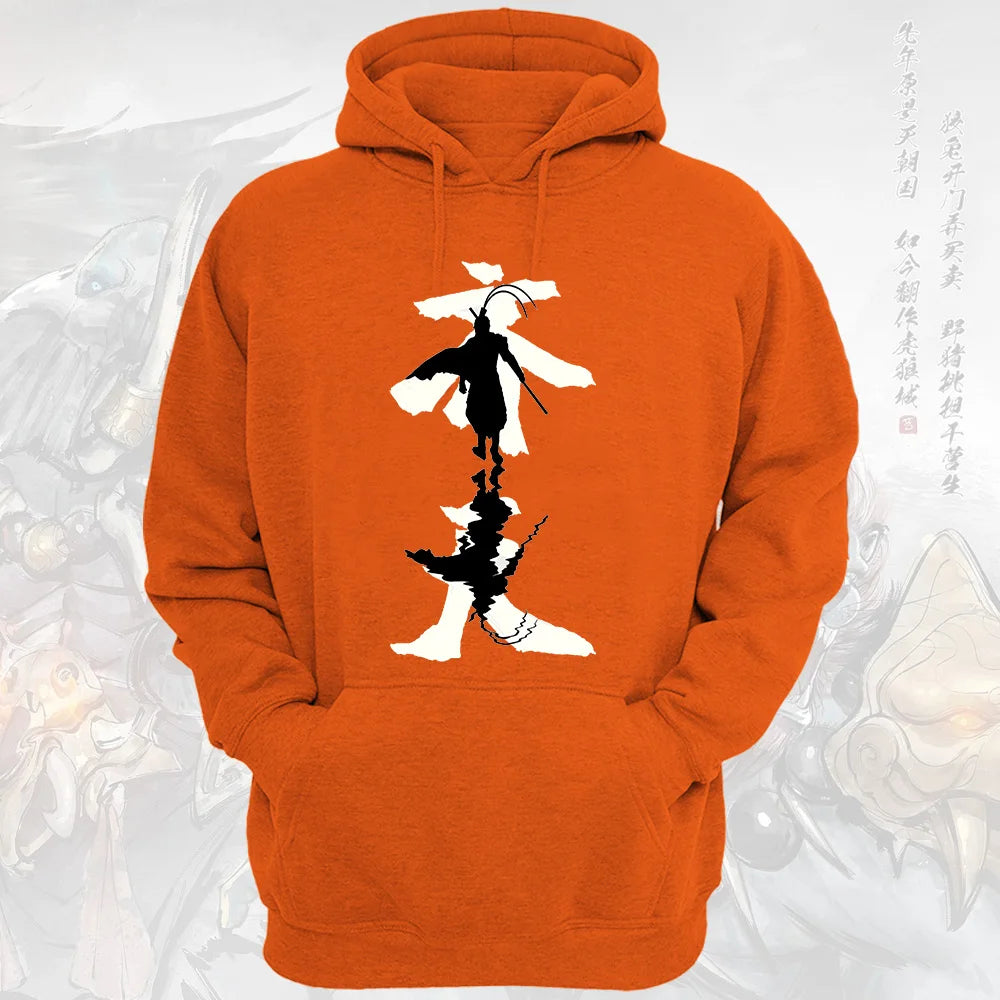 Black Myth Wukong Hoodie Orange Sun Wukong Silhouette