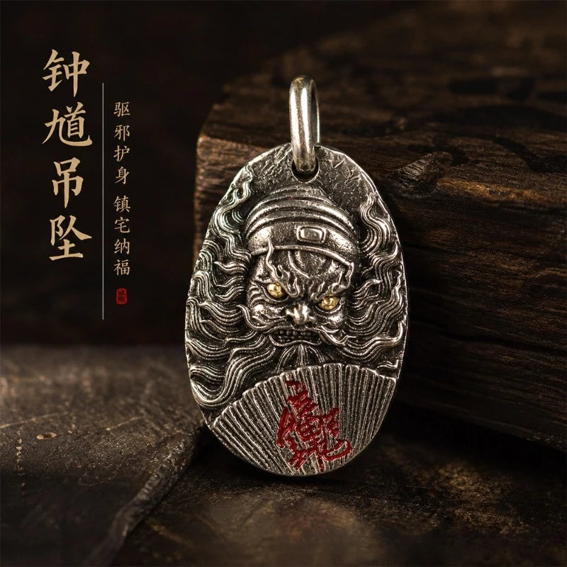 Black Myth Zhong Kui White Copper Enamel Blessing Necklace