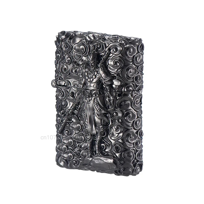 Black Myth Wukong Black Metal Kerosene Lighter with Sun Wukong Relief