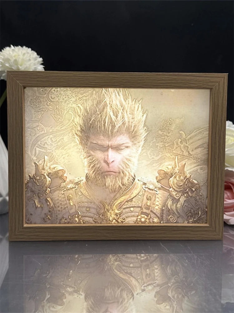 Golden Framed Sun Wukong Portrait – Black Myth : Wukong Lighting