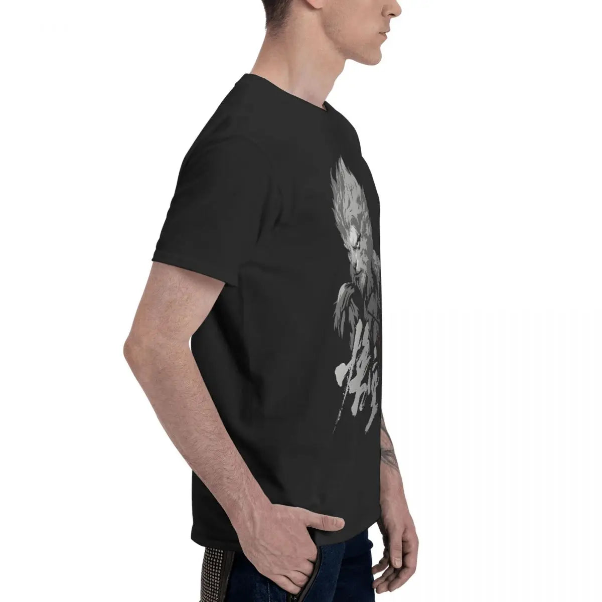 Black Myth : Wukong Men's Navy Blue Fierce Wukong T-Shirt - Ignite Your Inner Warrior