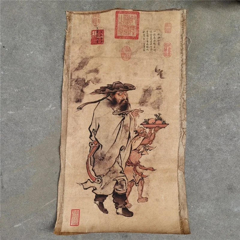 Black Myth: Zhong Kui Vintage Parchment Scroll