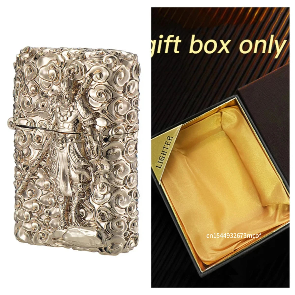 Black Myth Wukong Gold Metal Kerosene Lighter with Sun Wukong Relief