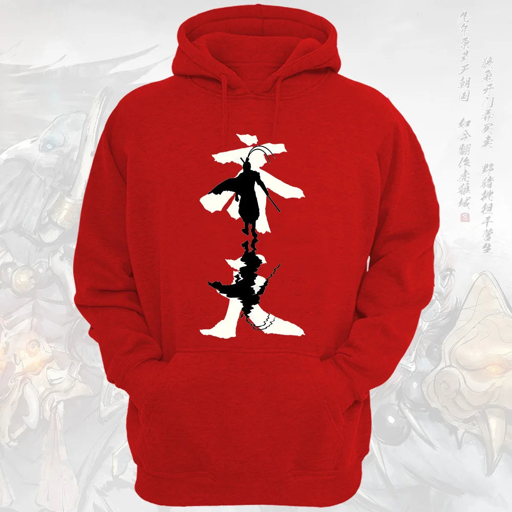 Black Myth Wukong Hoodie Red Sun Wukong Silhouette