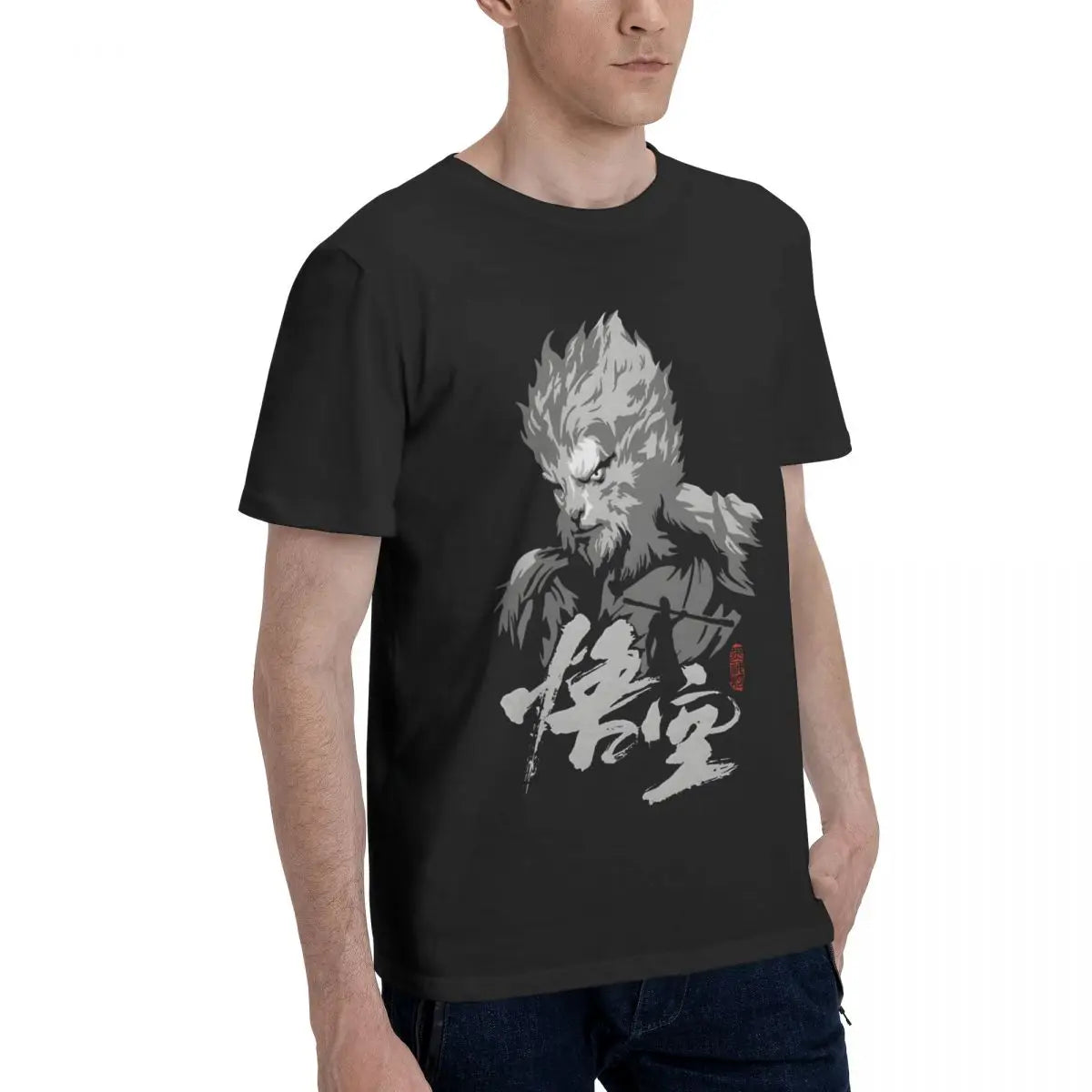 Mito negro: camiseta Wukong blanca para hombre Fierce Wukong: enciende tu guerrero interior