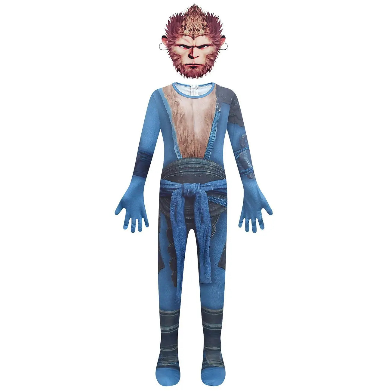 Kids Sun Wukong Blue Armor Costume - Black Myth: Wukong Inspired Outfit with Mask