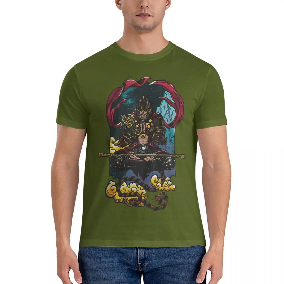 Black Myth: Wukong Army Green T-Shirt – Power of the Monkey King