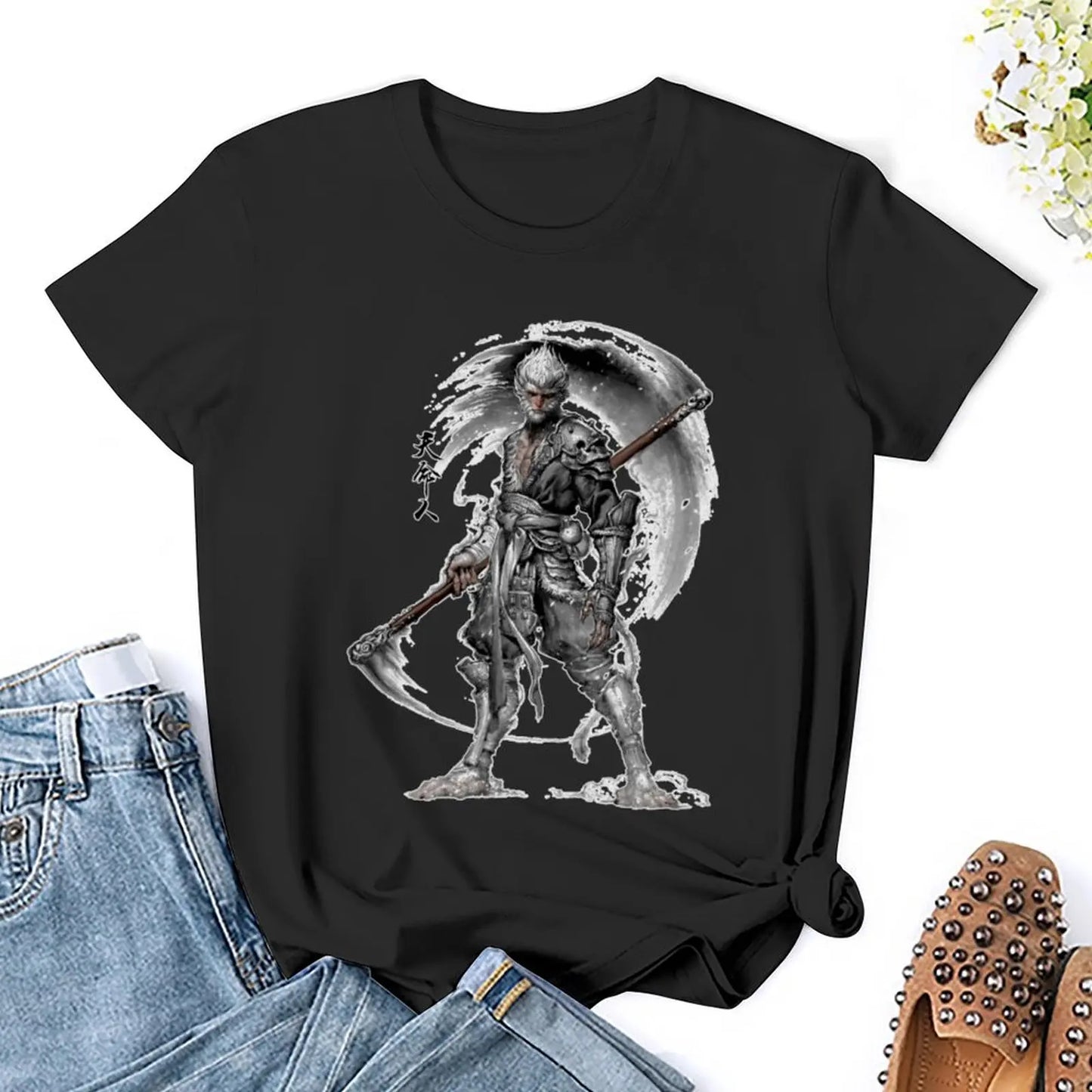 Black Myth : Wukong Women's White T-Shirt - Embrace the Legend