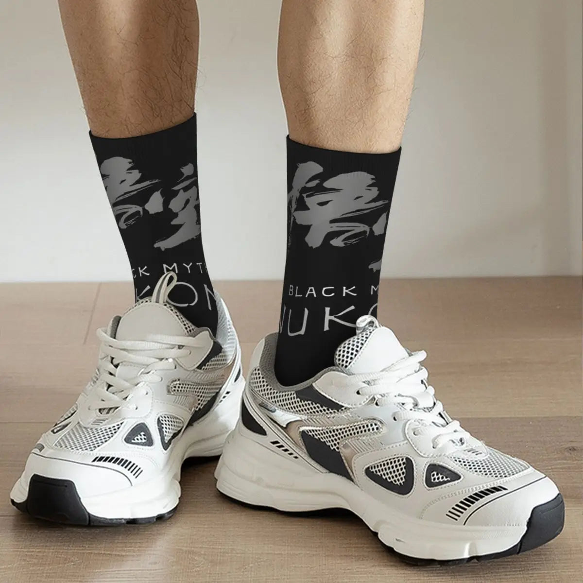 Black Blue Calligraphy Socks - Black Myth : Wukong