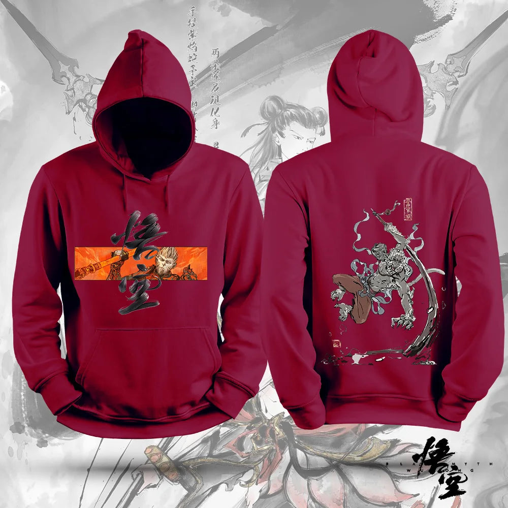 Black Myth: Wukong Burgundy Hoodie - Legendary Warrior Apparel