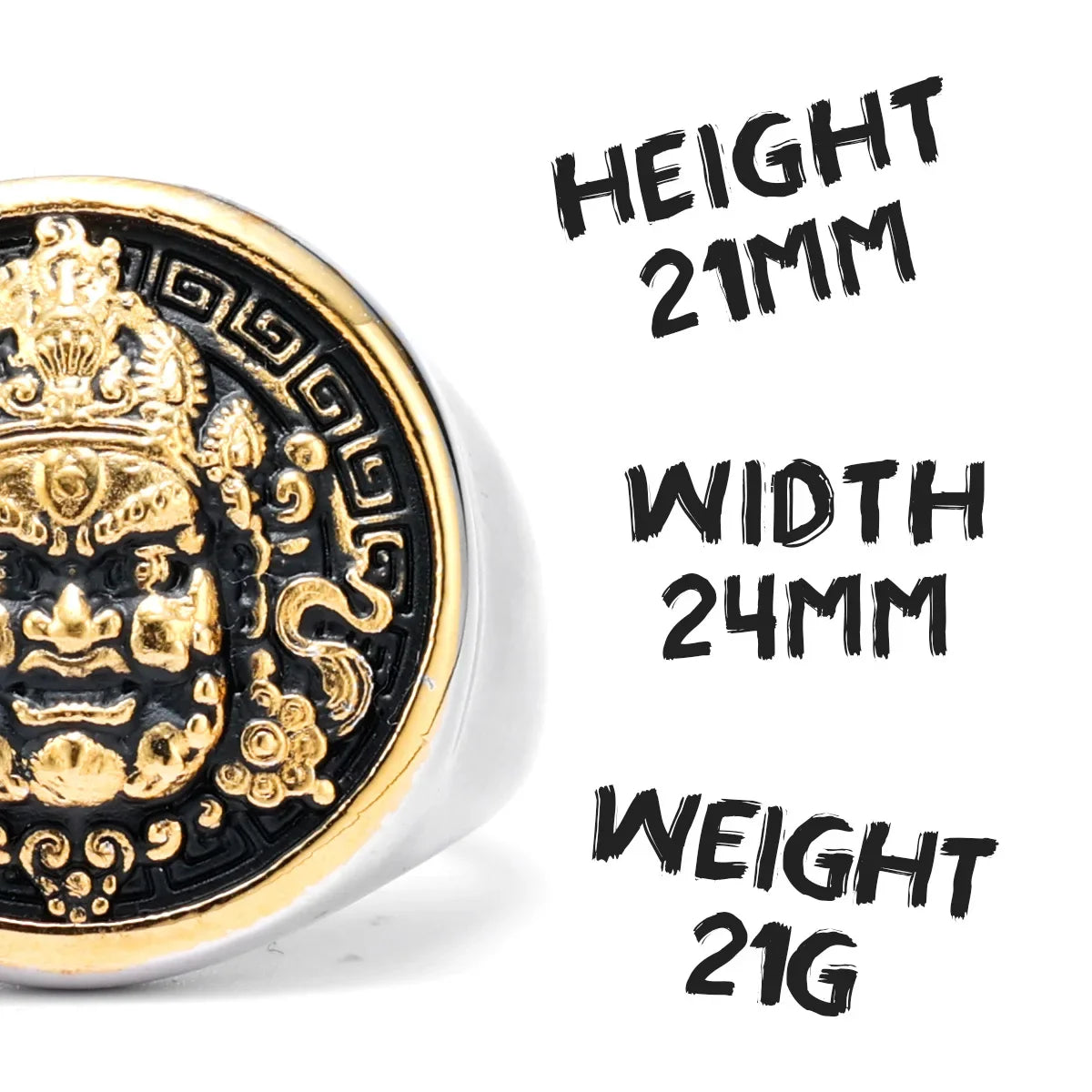 Black Myth Zhong Kui Silver Stainless Steel Ring