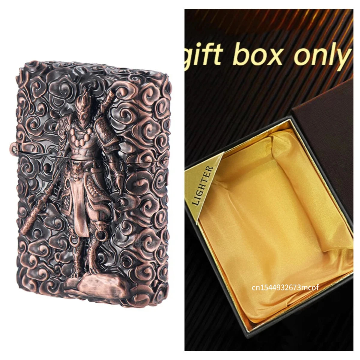 Black Myth Wukong Bronze Metal Kerosene Lighter with Sun Wukong Relief