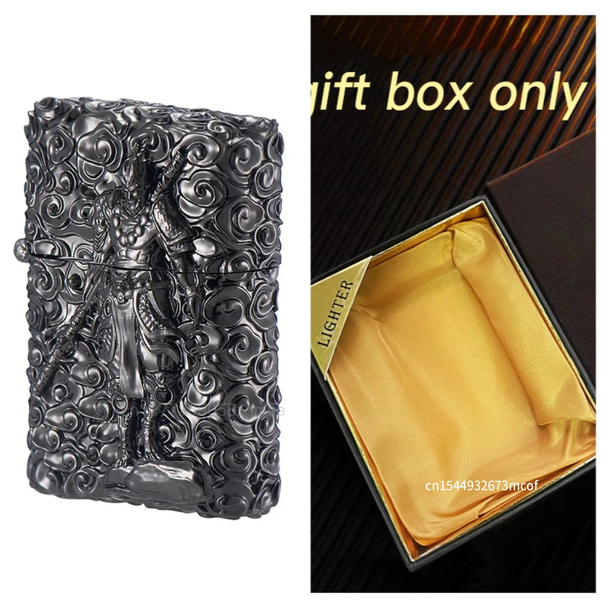 Black Myth Wukong Black Metal Kerosene Lighter with Sun Wukong Relief