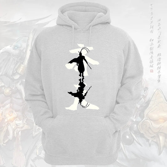 Black Myth Wukong Hoodie White Sun Wukong Silhouette