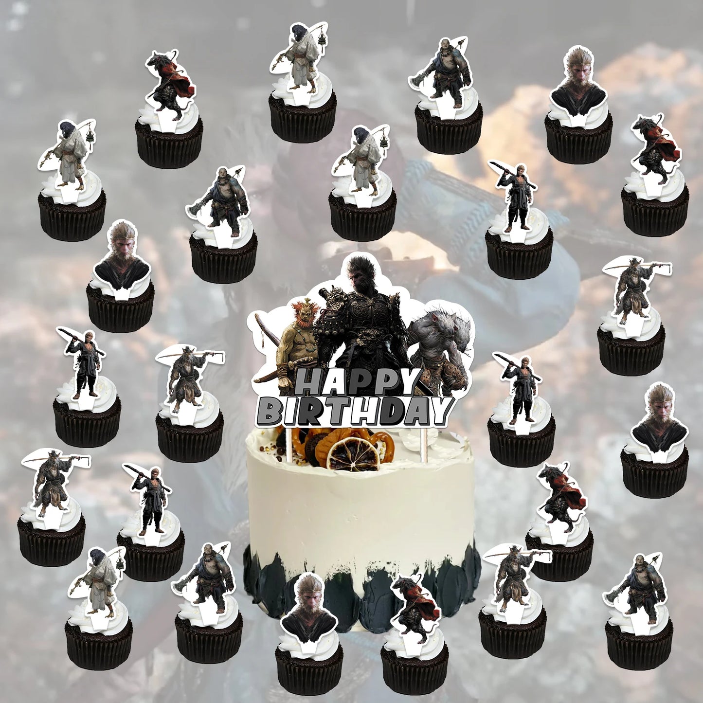 Black Myth: Wukong Birthday Cake & Cupcake Toppers