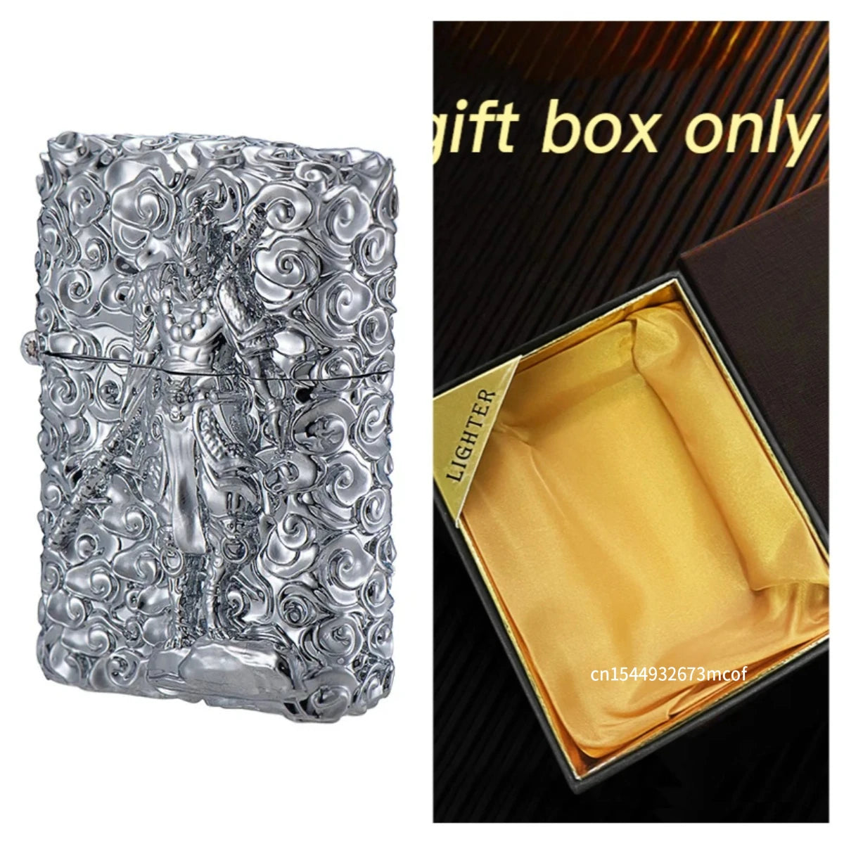 Black Myth Wukong Silver Metal Kerosene Lighter with Sun Wukong Relief