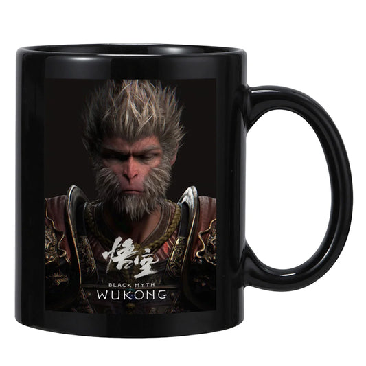 Black Myth: Wukong Ceramic Mug – Focused Warrior Portrait Edition (Black)