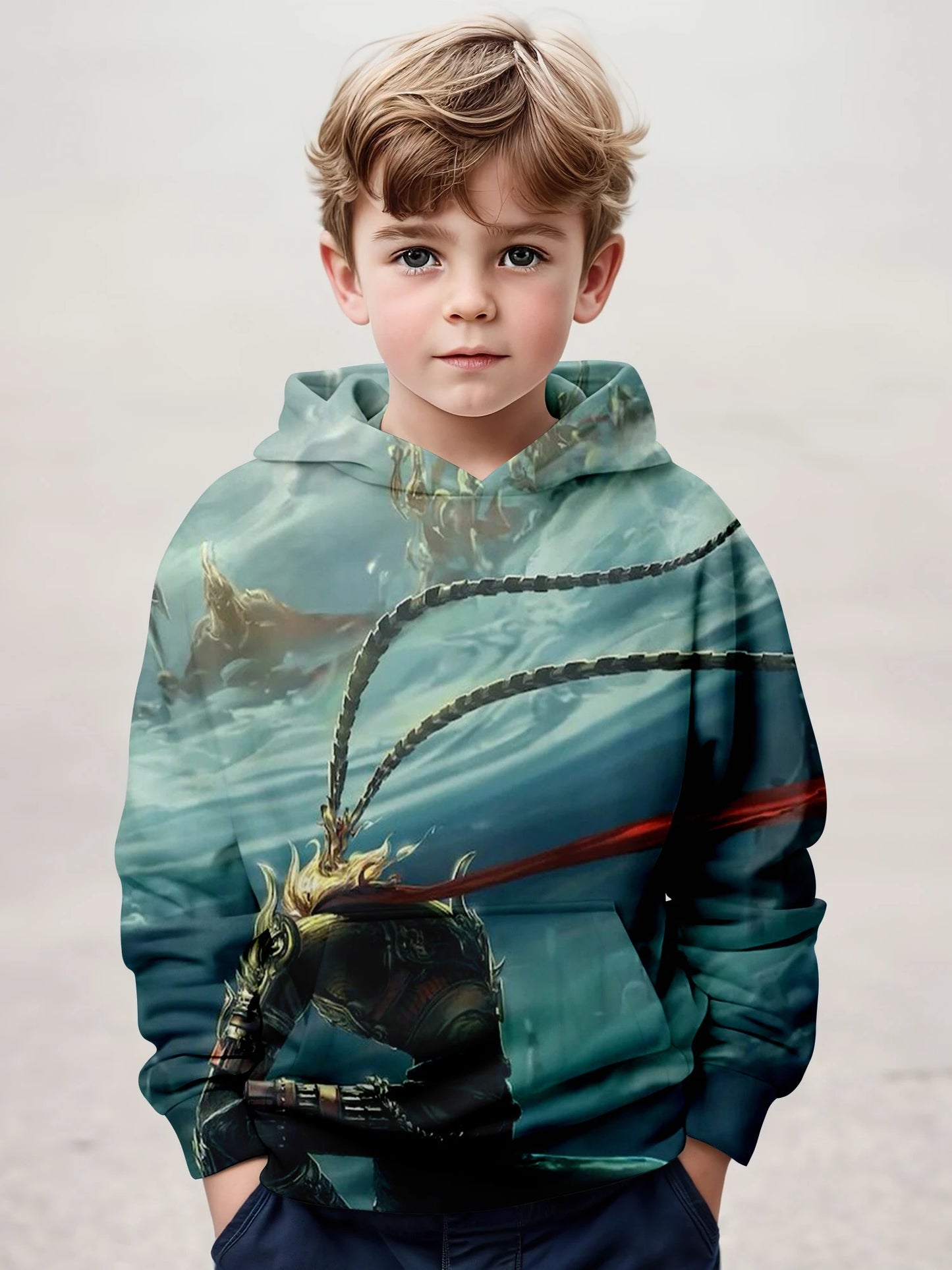 Kids' Black Myth Wukong Hoodie - Oceanic Battle