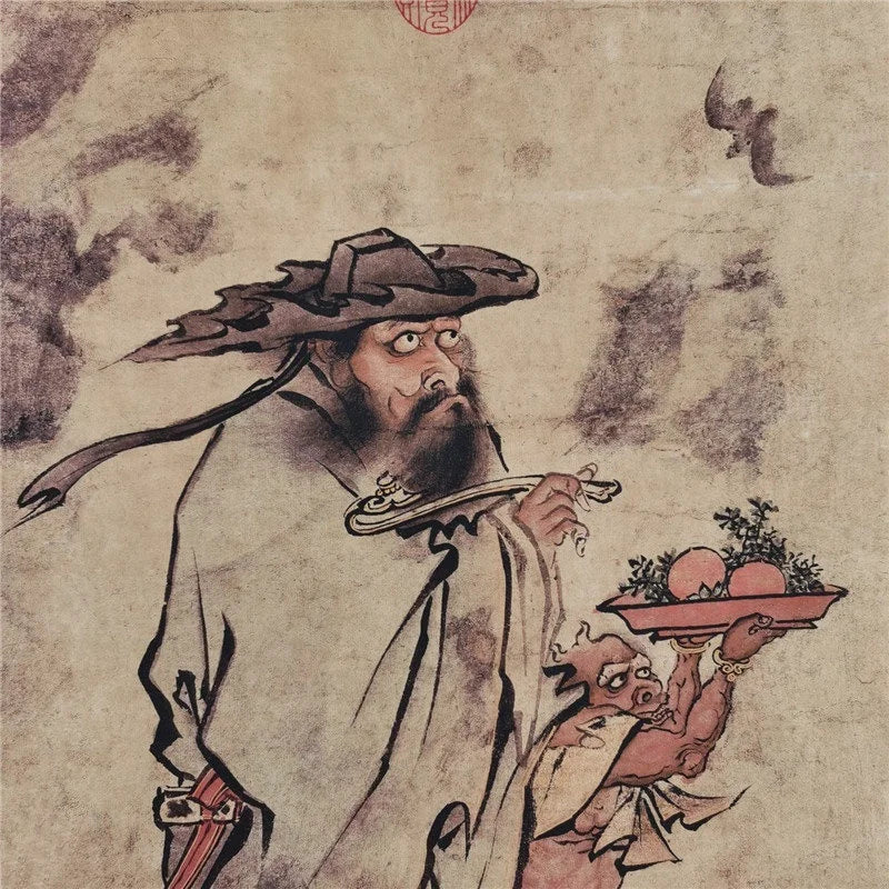 Black Myth: Zhong Kui Vintage Parchment Scroll