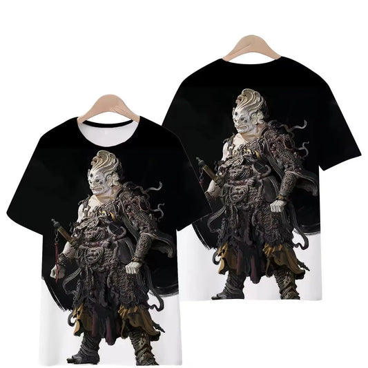 Black Myth Wukong Demon Warrior T-Shirt Black and White
