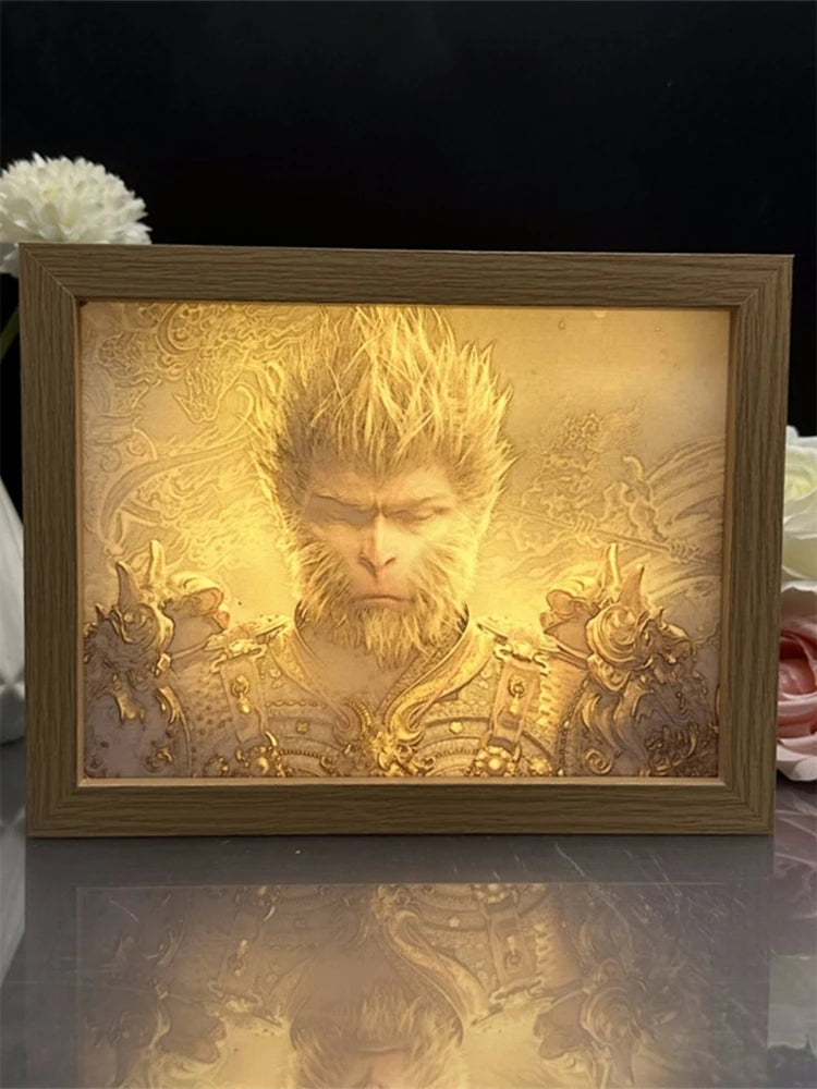 Golden Framed Sun Wukong Portrait – Black Myth : Wukong Lighting