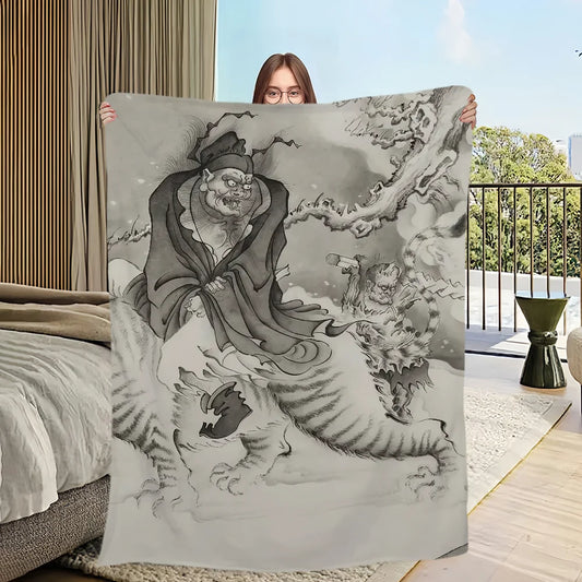 Black Myth Zhong Kui Blanket – Traditional Ink Style