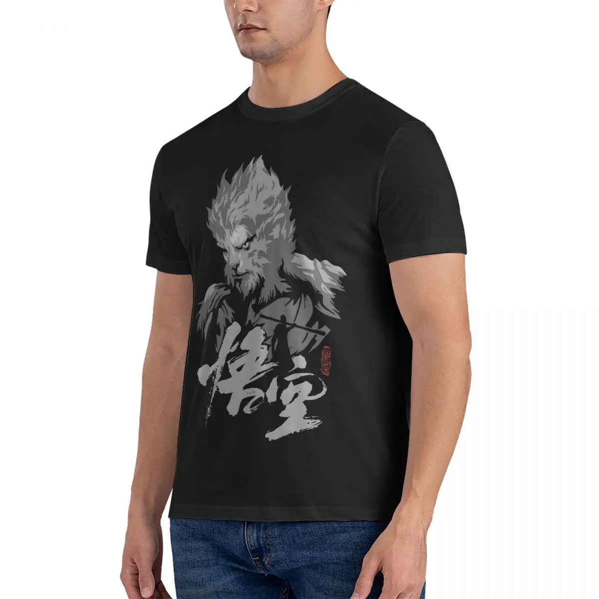 Mito negro: camiseta Wukong blanca para hombre Fierce Wukong: enciende tu guerrero interior