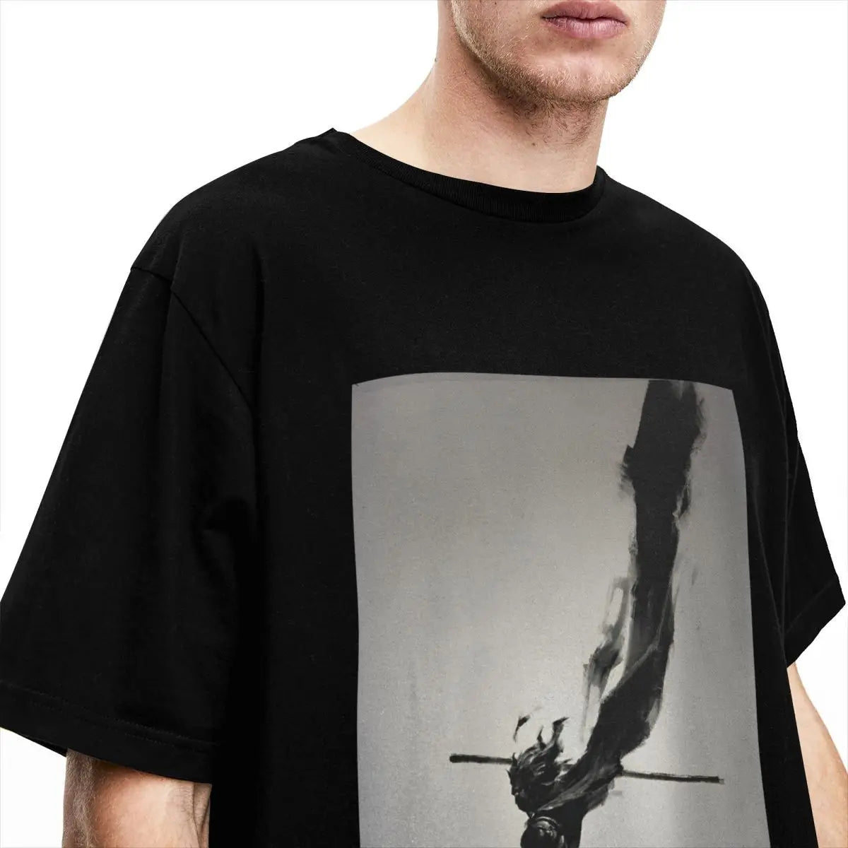 Monochrome Warrior Leap T-Shirt Blue - Black Myth Wukong