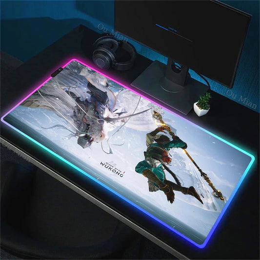 Black Myth: Wukong RGB Gaming Mouse Pad – Epic Battle Scene E-Sports Desk Mat