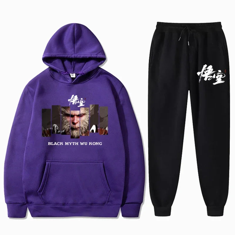 Black Myth: Wukong Purple Hoodie and Black Pants Set