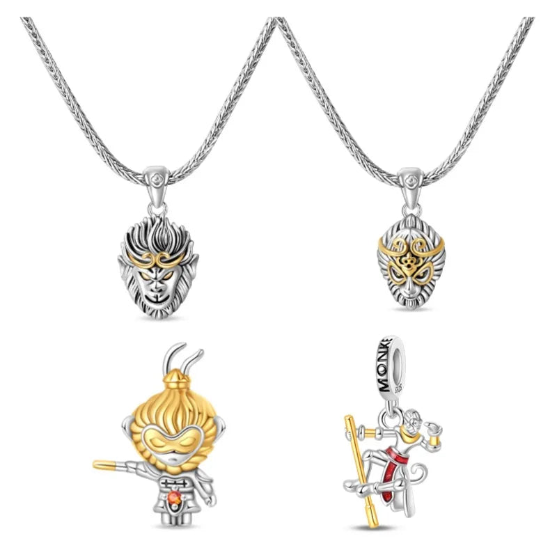 Wukong Lion Pendant Necklace - Mythical Warrior Jewelry