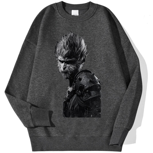 Wukong Warrior Battle Dark Gray Sweatshirt - Black Myth: Wukong