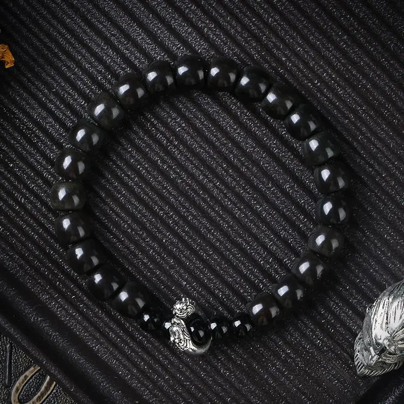Black Myth: Wukong Solitary Silver Obsidian Bead Bracelet