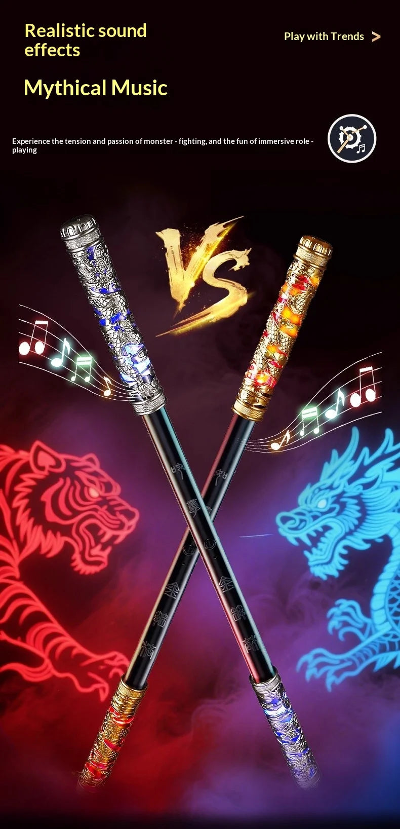 Black Myth Wukong Ruyi Jingu Bang Champagne Gold Electronic Retractable Staff Replica