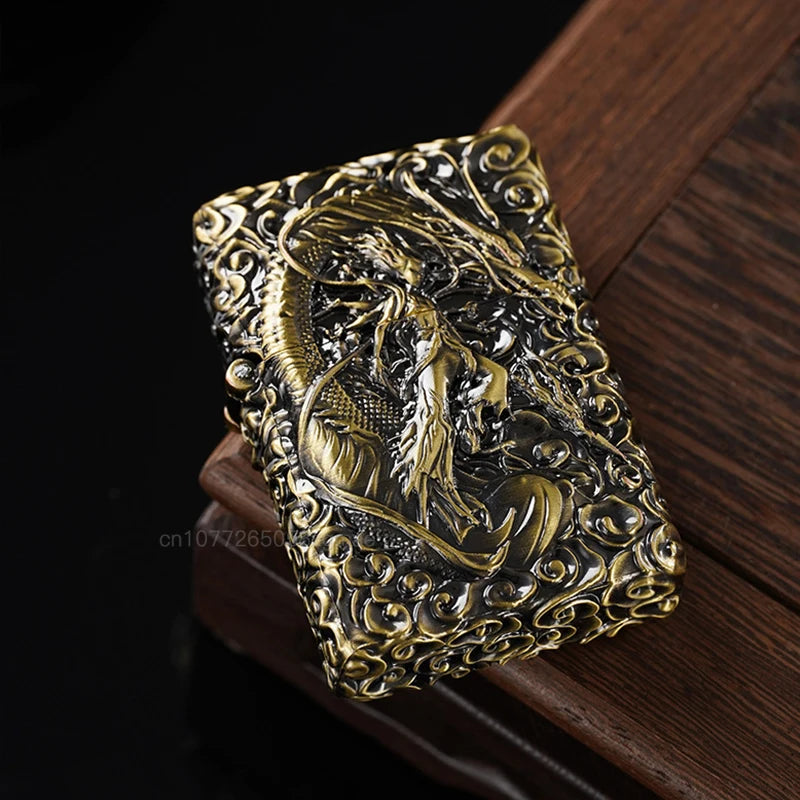 Black Myth Wukong Gold Metal Kerosene Lighter with Sun Wukong Relief